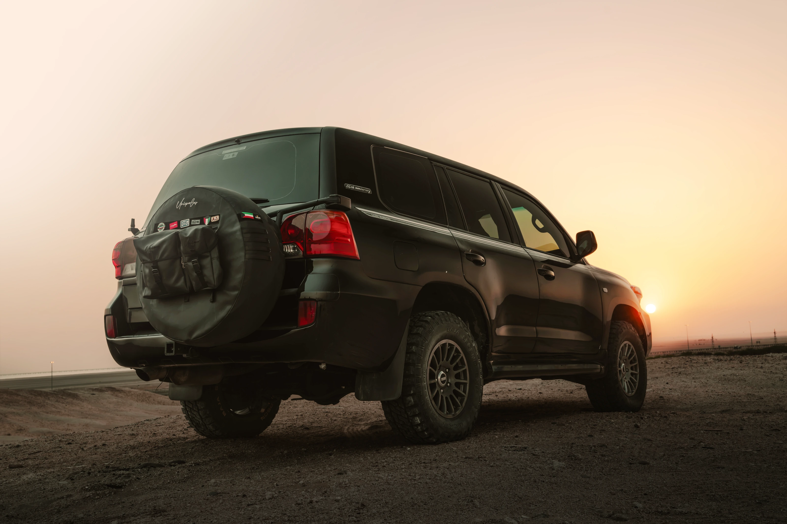 Unique Cars spare cover on a Toyota in the Kuwait desert